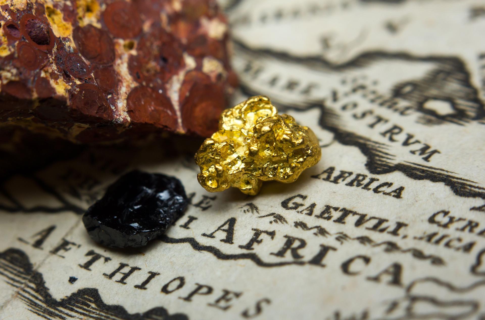 Ore deposits and map of Africa