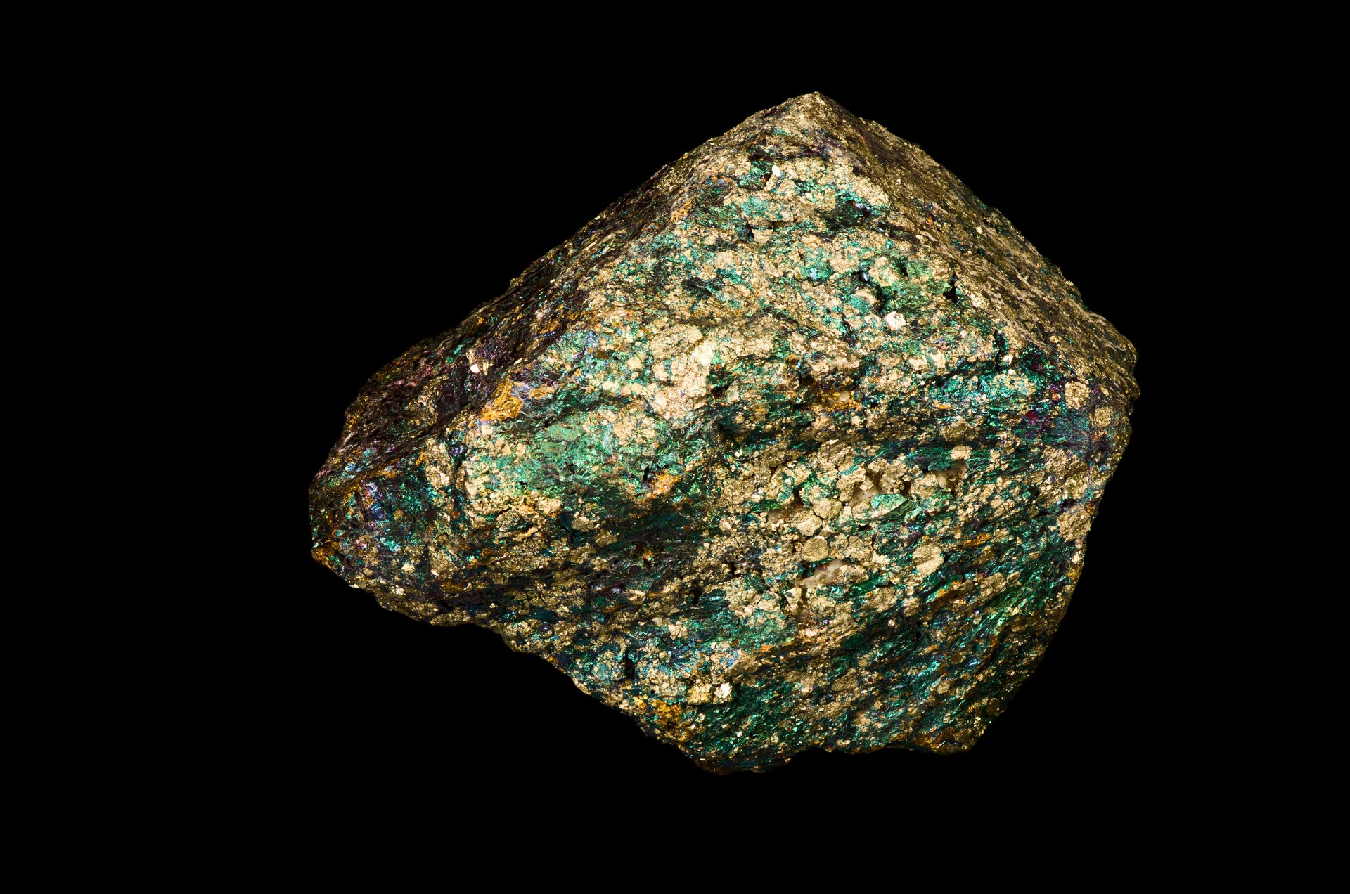 Geology Mixed Mineral Pyrite Sample Isolated on Black