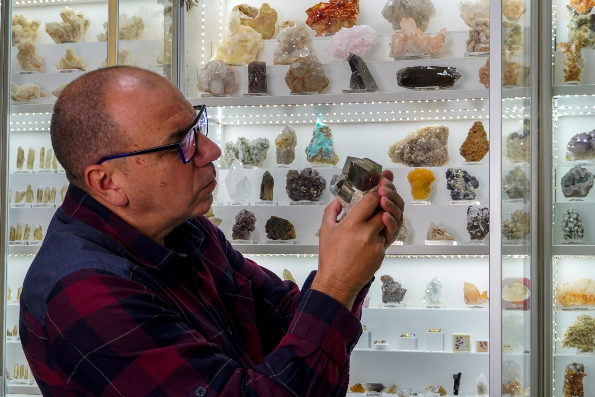 Geologist examines a mineral sample